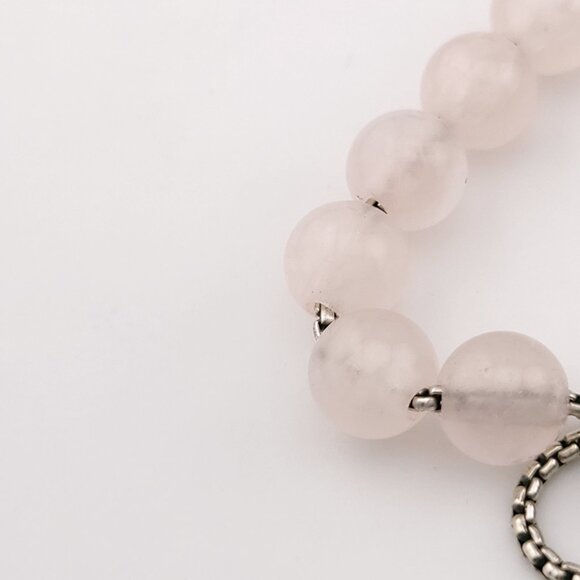 David Yurman Sterling Silver 8mm Rose Quartz Spiritual Bead Beaded Pull Bracelet - Picture 8 of 10